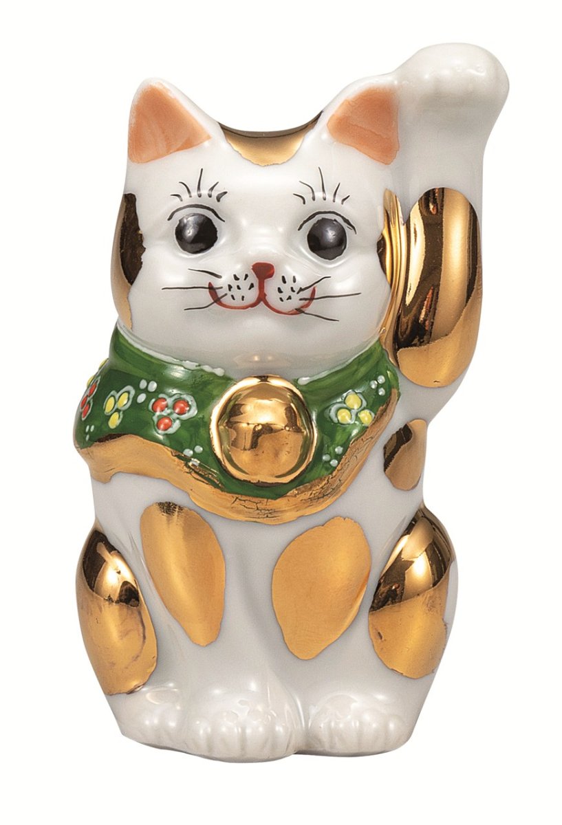 画像1: 九谷焼　2.8 号招き猫・金ブチ (1)