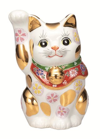 九谷焼・長峰／祈り猫　２.7号（白） 九谷焼・長峰／祈り猫 2.7号（白）